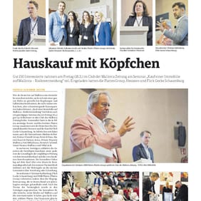 Ausschnitt der Mallorca Zeitung vom 24.03.2022: „Hauskauf mit Köpfchen"