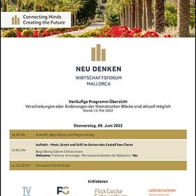Vorläufiges Programm des Wirtschaftsforums Neu Denken 2022