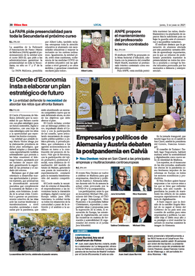 Ultima Hora: „Empresarios y politicos de Alemanis y Austria debaten la postpandemia en Calvia."