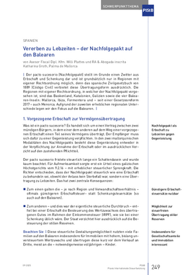 Vererben zu Lebzeiten – der Nachfolgepakt auf den Balearen