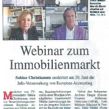 Mallorca Magazin 26/2020; "Webinar zum Immobilienmarkt"; So wird das Ferienhaus besteuert Mallorca Magazin - Fachantworten zu häufigen Fragen 06. August 2020