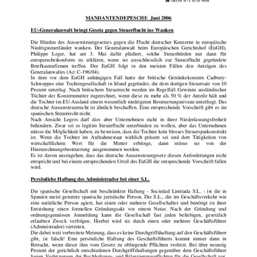 Mandantendepesche Juni 2006