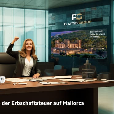 Frau die siegessicher mit erhobenem Arm am Schreibtisch sitzt
