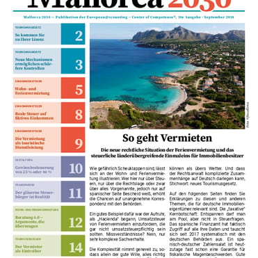 Mandantendepesche Mallorca 2030; European Accounting 3te Ausgabe; So geht Vermieten Die neue rechtliche Situation der Ferienvermietung und das steuerliche länderübergreifende 27. September 2018