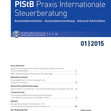 PIStB Praxis Internationale Steuerberatung 01/2015