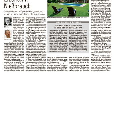 Mallorca Zeitung Nr. 849 - 11. August 2016: "Fast wie Eigentum: Nießbrauch."