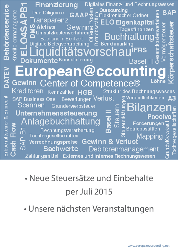 Steuerneuheiten und Veranstaltungen Juli 2015