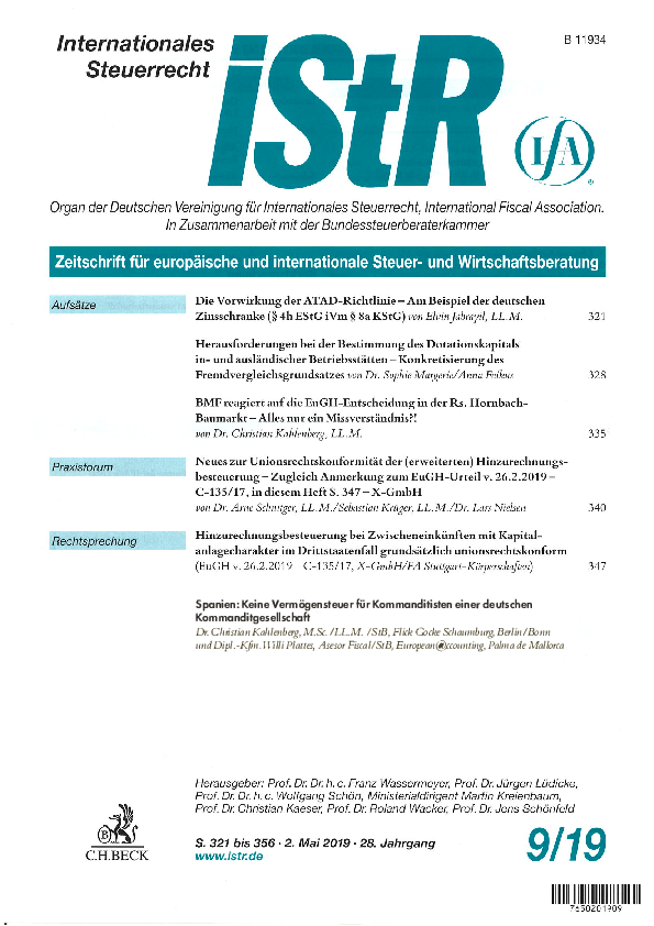 Internationales Steuerrecht 9/19