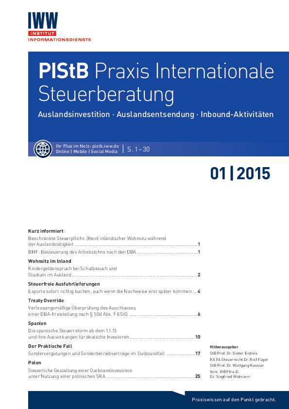 PIStB Praxis Internationale Steuerberatung 01/2015