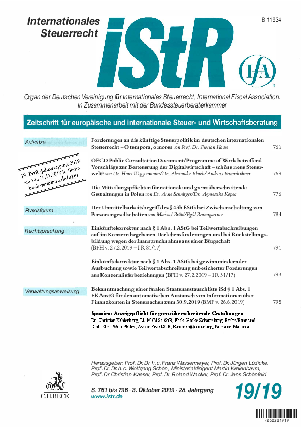 Internationales Steuerrecht iStR