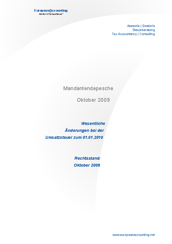 Mandantendepesche Oktober 2009