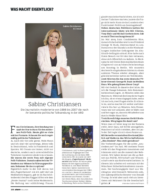 Sabine Christiansen im exklusiven Interview mit dem Stern