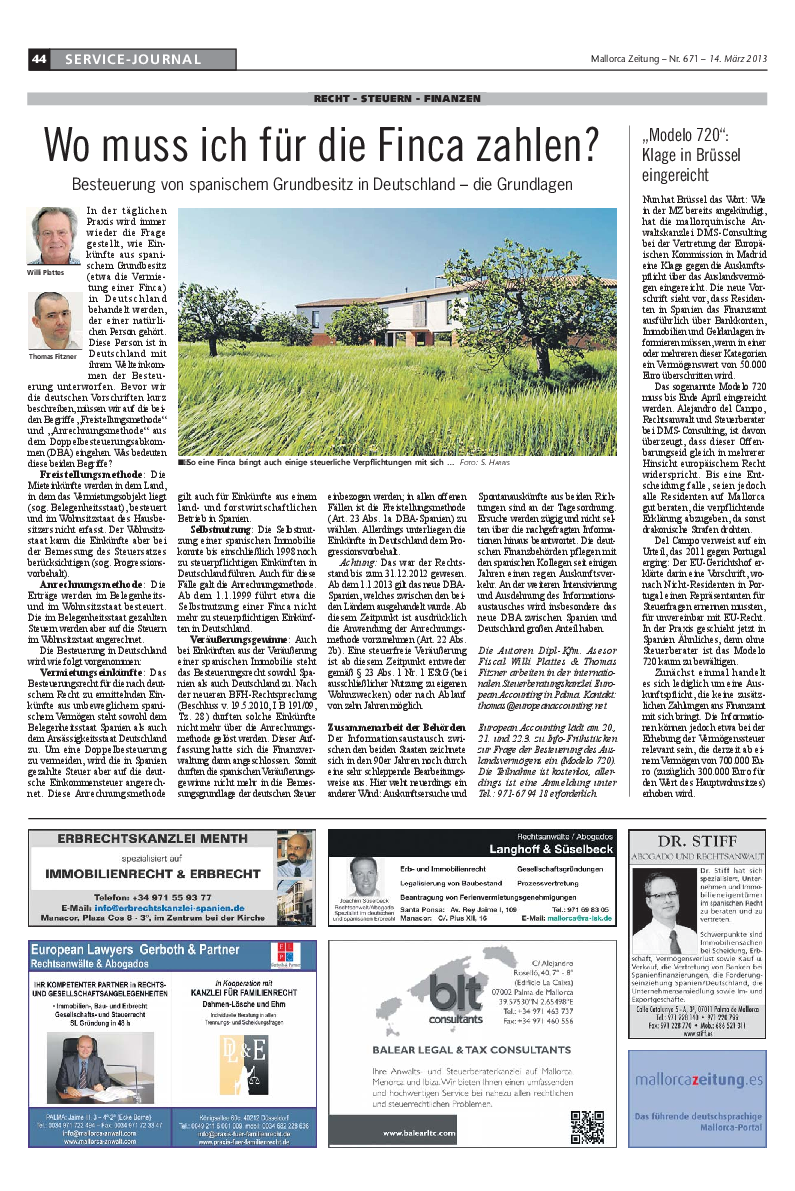 Mallorca Zeitung Nr. 671 - 14. März 2013: "Wo muss ich für die Finca zahlen?" Mit Willi Plattes und Thomas Fitzner.