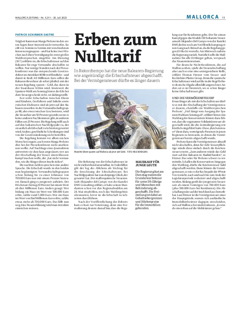 Zeitungsartikel der MallorcaZeitung