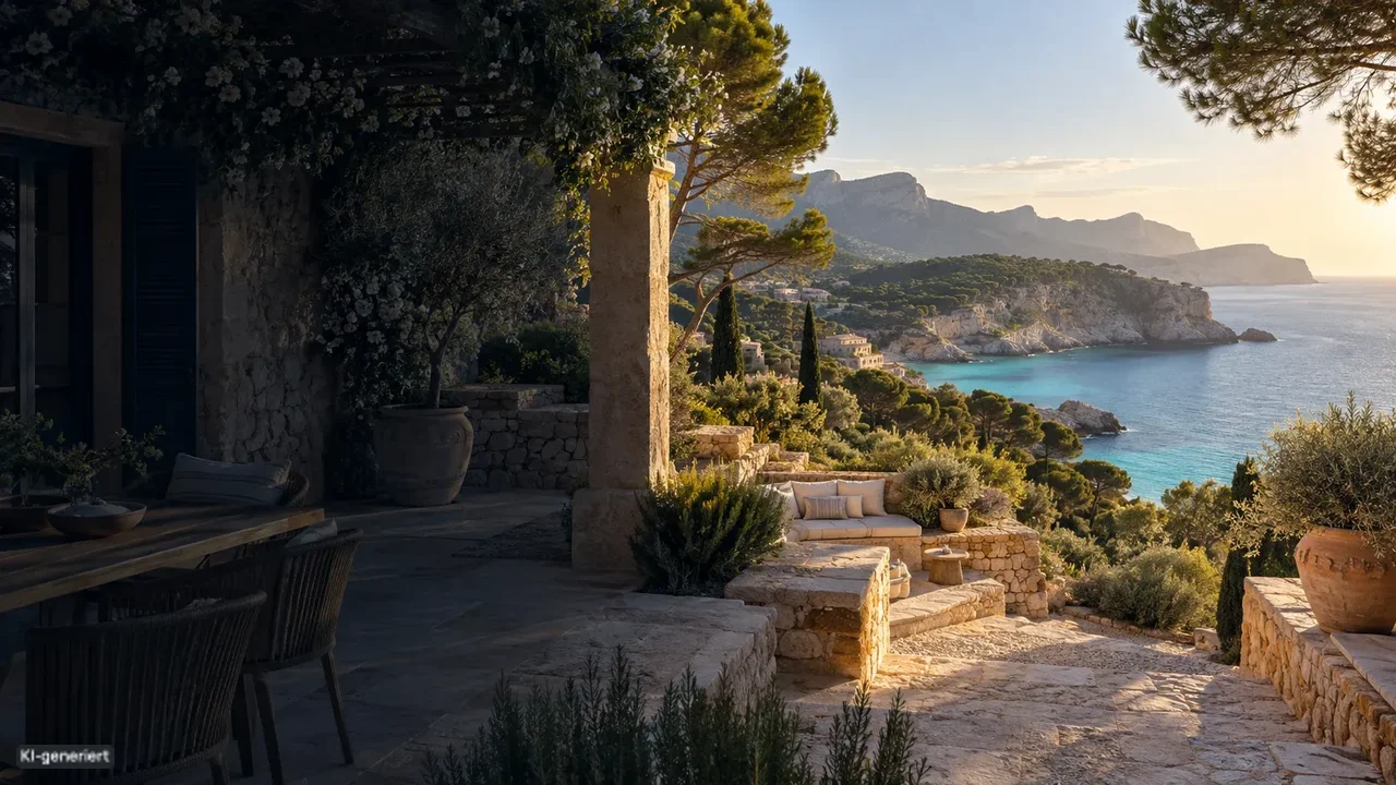 Illustration einer Terrasse auf Mallorca