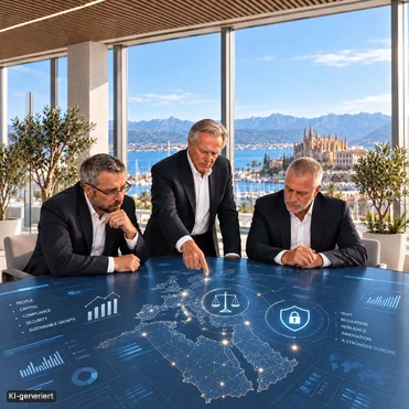 KI-Illustration: Stephan Röttger, Willi Plattes und Sven Dieball basteln an der KI-Zukunft
