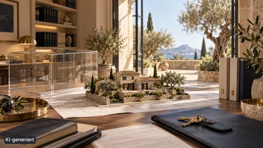 Mediterrane Villa im goldenen Sonnenlicht.png