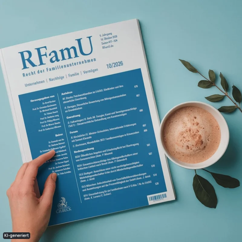 Die juristische Fachzeitschrift „Recht der Familienunternehmen“ (RFamU).